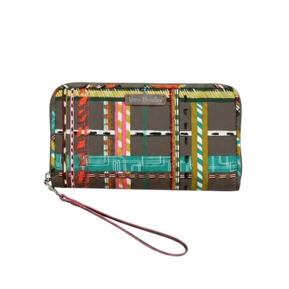 Vera Bradley Handbags - Vera Bradley Plaid Twill RFID Wristlet, 7.5"x 4.0"